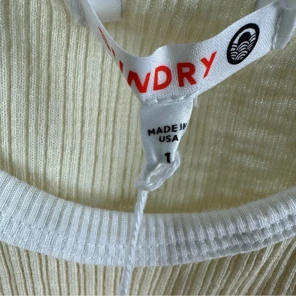 Sundry Ribbed Tank Top Eggshell White Trim Size Small - Picture 6 of 7